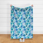 Fantasy Floral, Tablecloth size, blue tones