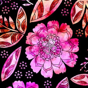 Fantasy Floral, Tablecloth size, watercolored pinks