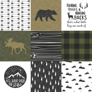 Happy Camper / Fishing, Trucks, and Hunting Bucks - C2 Woodland Patchwork C20BS