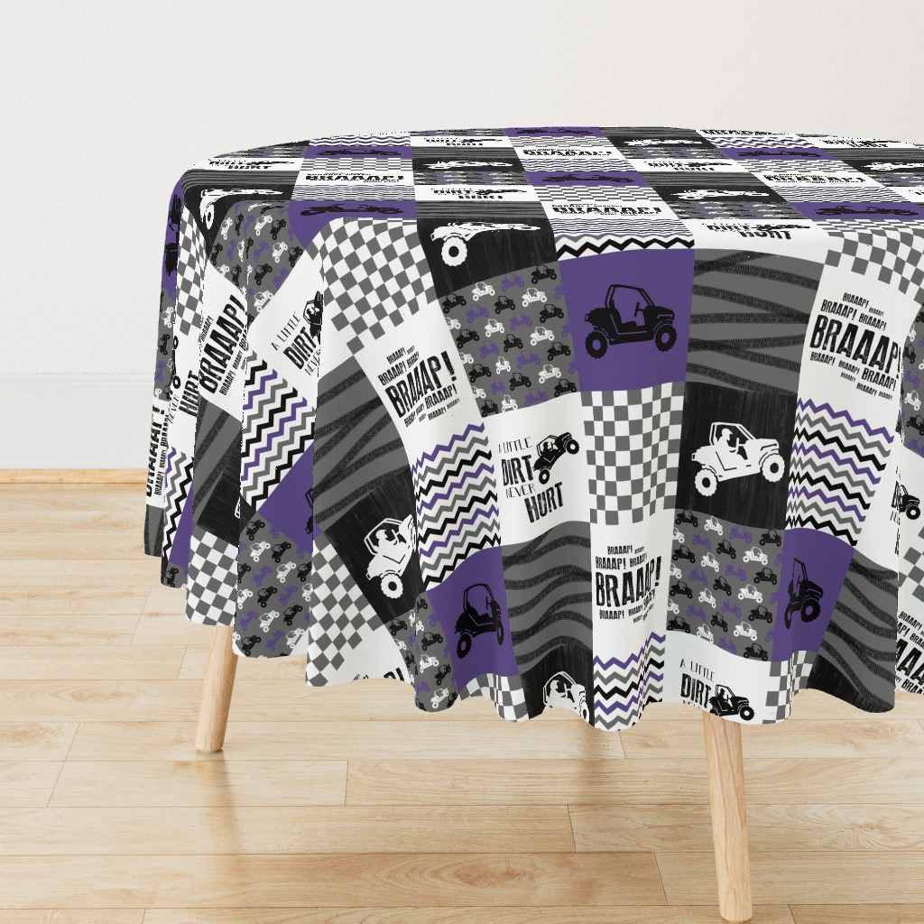 SxS//A little Dirt never hurt//Purple - Wholecloth Cheater Quilt