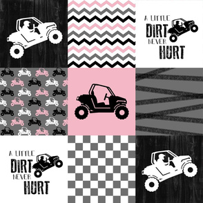 SxS//A little Dirt never hurt//Pink - Wholecloth Cheater Quilt
