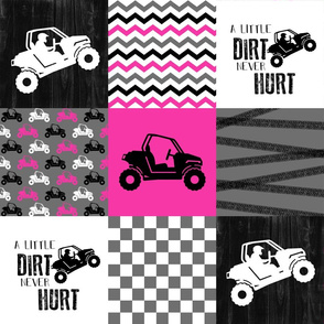 SxS//A little Dirt never hurt//Hot Pink - Wholecloth Cheater Quilt