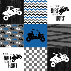 SxS//A little Dirt never hurt//Blue - Wholecloth Cheater Quilt
