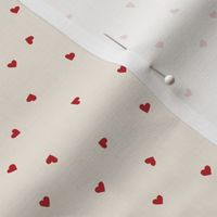 Mini micro // Red hearts on creamy bone cute Valentines Day fabric
