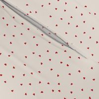 Mini micro // Red hearts on creamy bone cute Valentines Day fabric