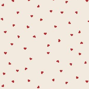 Mini micro // Red hearts on creamy bone cute Valentines Day fabric