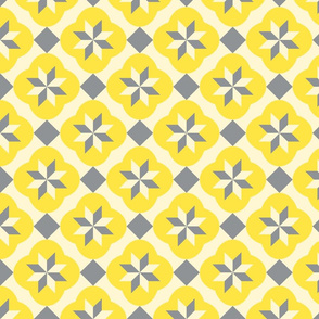 Islamic star mosaic Yellow Gray geometric Wallpaper