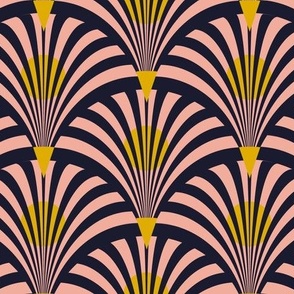 Art deco fans pink and navy