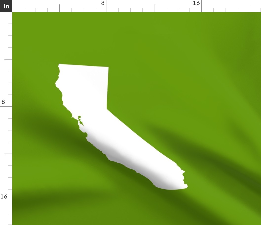 California silhouette, 15x12" in 18" block, white on leaf green