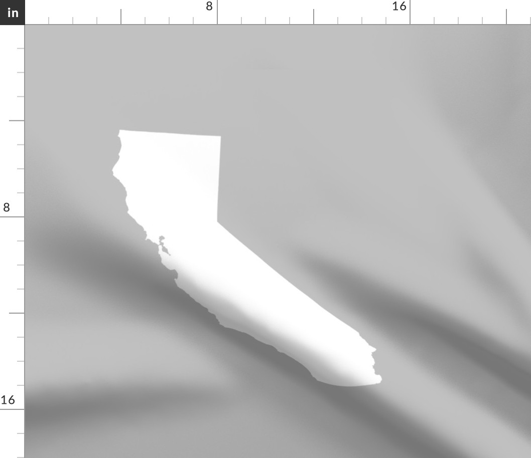 California silhouette, 15x12" in 18" block, white on silver grey
