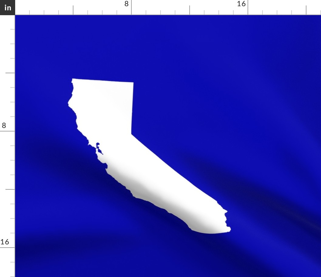 California silhouette, 15x12" in 18" block, white on cobalt blue