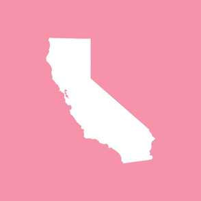 California silhouette, 15x12" in 18" block, white on pink