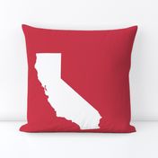 California silhouette, 15x12" in 18" block, white on red