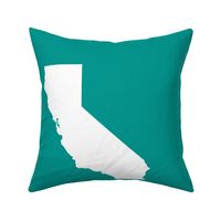 California silhouette, 15x12" in 18" block, white on teal