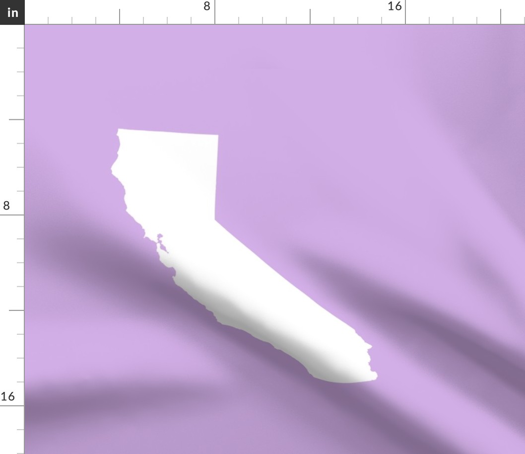 California silhouette, 15x12" in 18" block, white on lilac