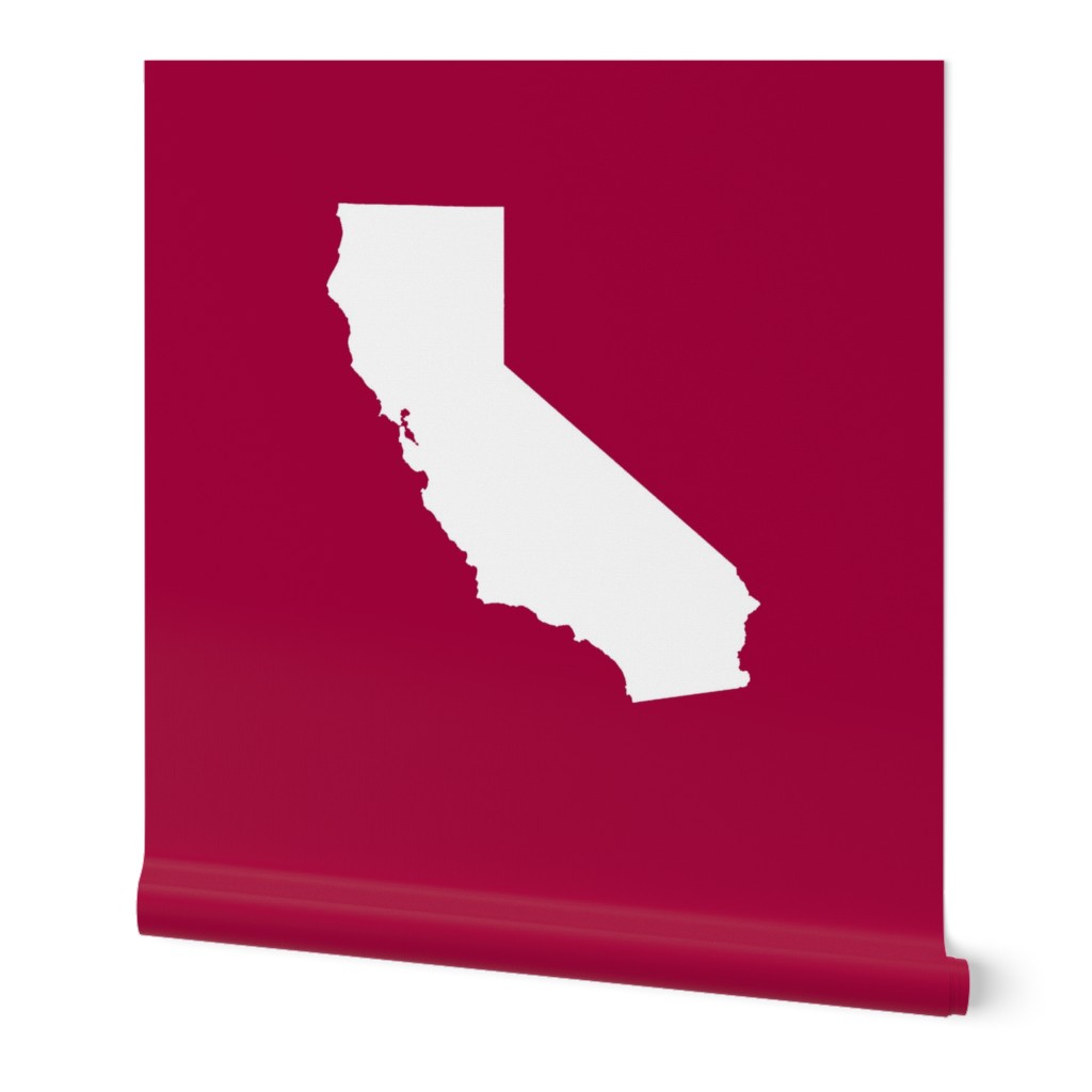 California silhouette, 15x12" in 18" block, white on cranberry red