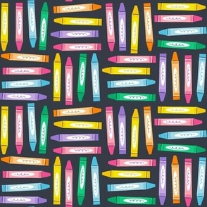Colorful Crayons - An Art Supplies Pattern, Dark
