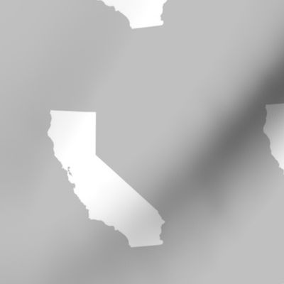 California silhouette in 6" block, white on silver