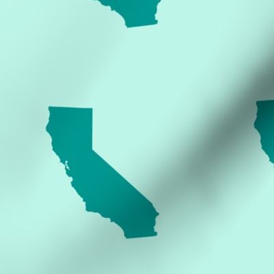 California silhouette in 6" block, teal on aqua