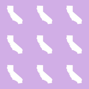 California silhouette in 6" block, white on lilac