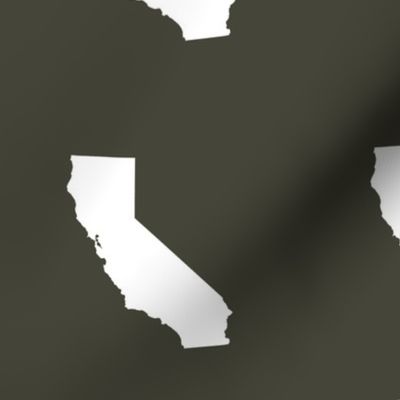 California silhouette in 6" block, white on khaki