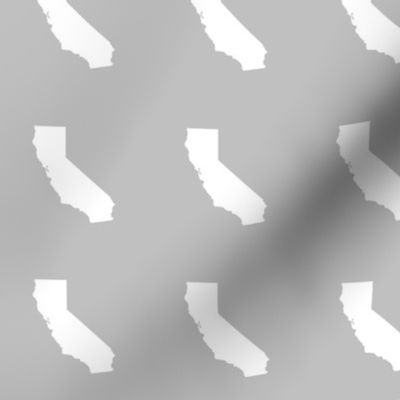 California silhouette in 3" block, white on silver grey
