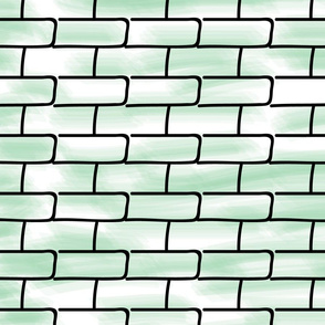 Street de Love- Watercolor Brick Wall Celadon- Large Scale