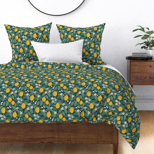 Lemon Tree - Night, Dark Teal (M/XL) - Citrus Fruit Botanical