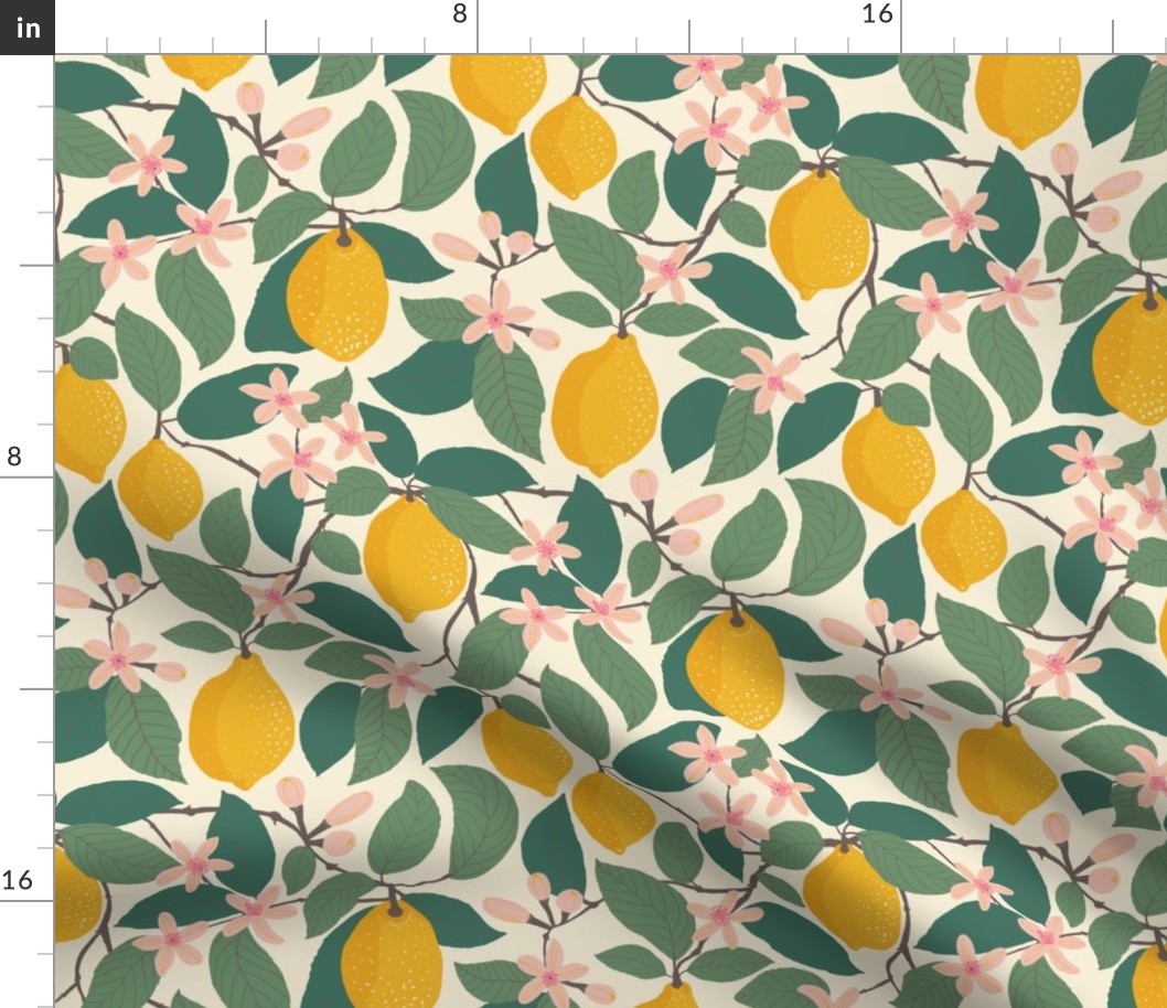 Lemon Tree - Day, Cream (M/XL) - Citrus Fruit Botanical