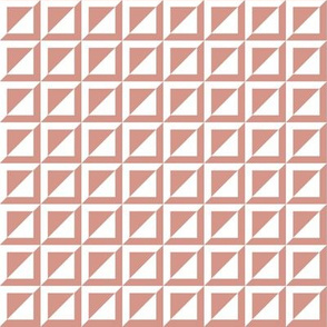 dusty pink and white geometric triangles and squares