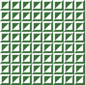 forest green and white geometric triangles and squares