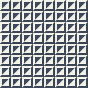 muted navy and cream geometric triangles and squares