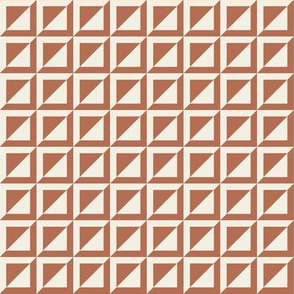 rust red brown and cream geometric triangles and squares