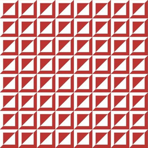 scarlet red and white geometric triangles and squares