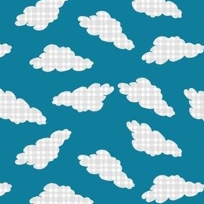 Gingham Clouds on Blue 