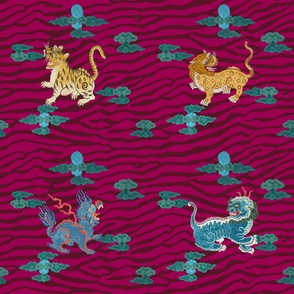 Large individual Foo Beasties Magenta Teal Clouds 