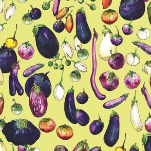 Watercolor Eggplant Medley