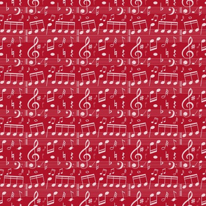 Smaller Scale Music Notes on Red