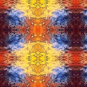 Blue, Orange, Yellow & Red Kaleidoscope Plaid 