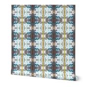 White, Teal & Amber Kaleidoscope Plaid