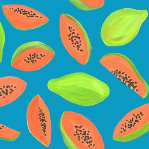 Painted Papaya Healthy Fruit on Blue