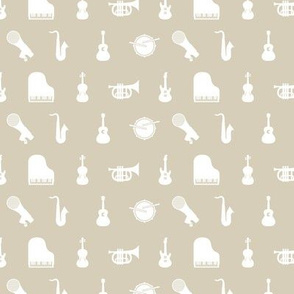 Musical Instruments in White with a Champagne Gold Background (Mini Scale)