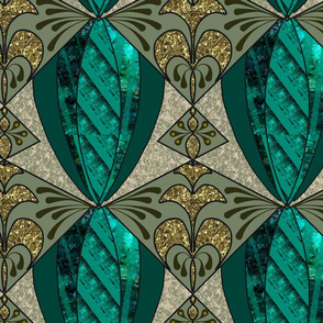 Trellis,emerald green ,damask pattern 