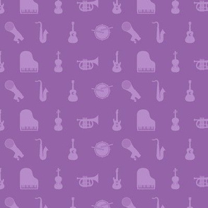 Musical Instruments in Monotone Purple (Mini Scale)