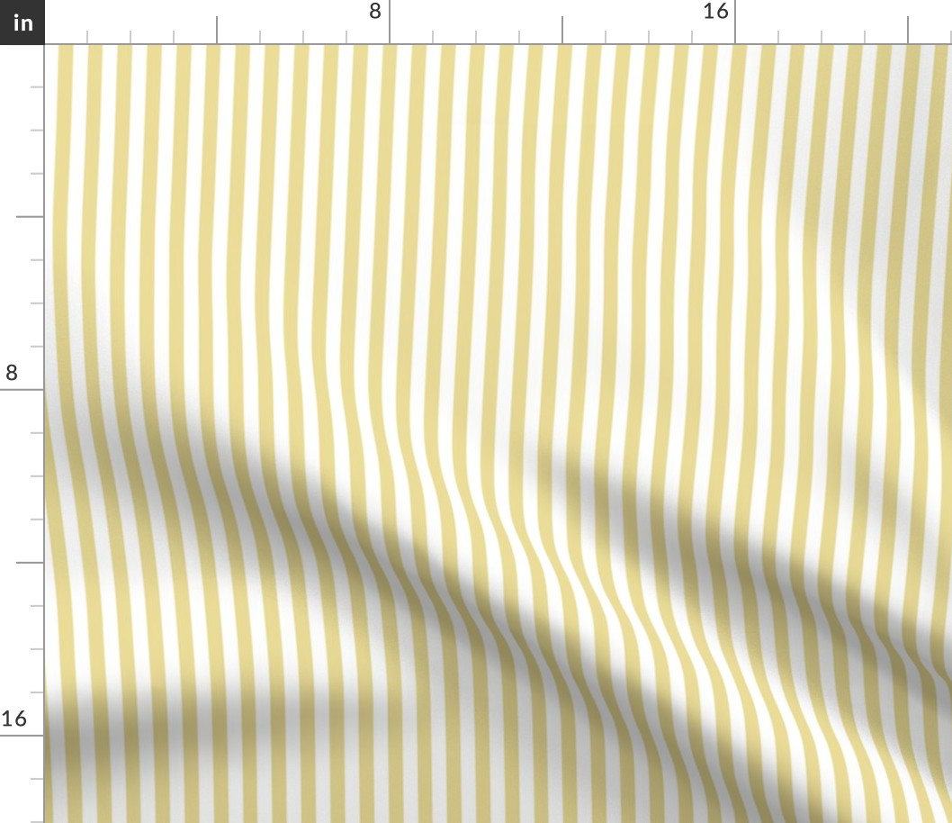 Custard Bengal Stripe Pattern Vertical in White