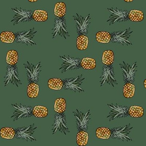Pineapples on green