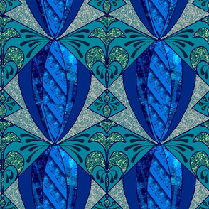 Trellis,blue damask pattern 