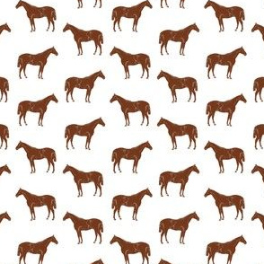 Antique Illustrated Horses V1 in Walnut Brown with a White Background (Mini Scale)