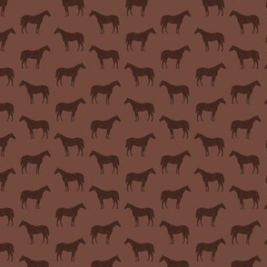 Antique Illustrated Horses V1 in Rustic Brown Colors (Mini Scale)