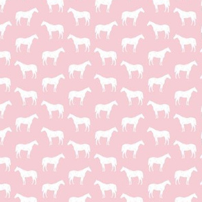 Antique Illustrated Horses V1 in White with a Blush Pink Background (Mini Scale)